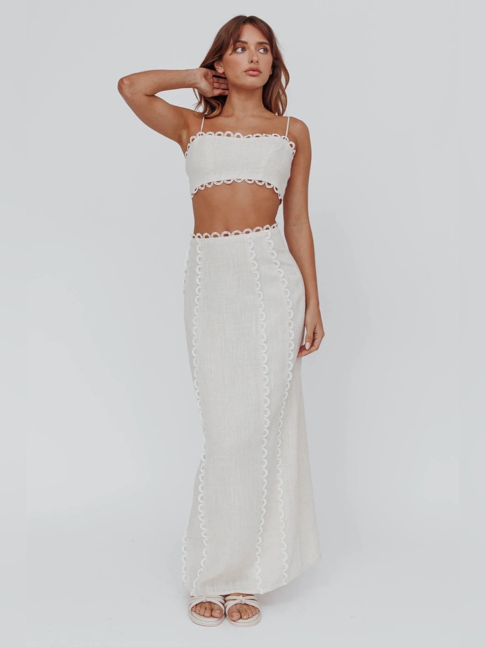 Selfie Leslie - Chamberlain Scallop Trim Crop Top & Maxi Skirt